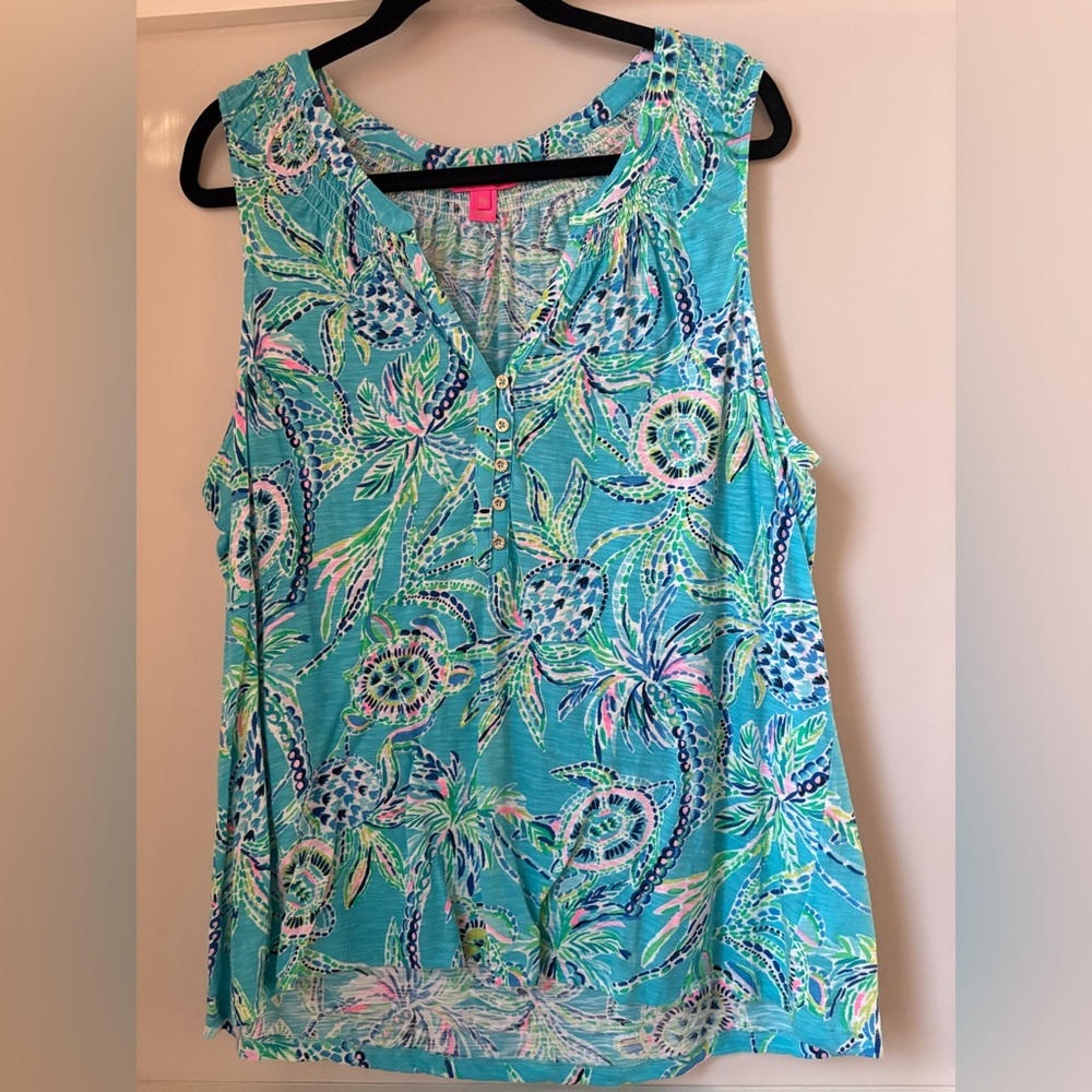 Lilly Pulitzer Essie Top Bermuda Blue Turtle Season Women’s XXL